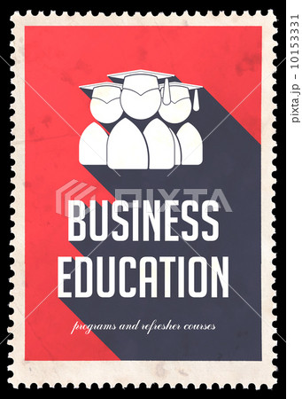 Business Education on Red in Flat Design. 10153331