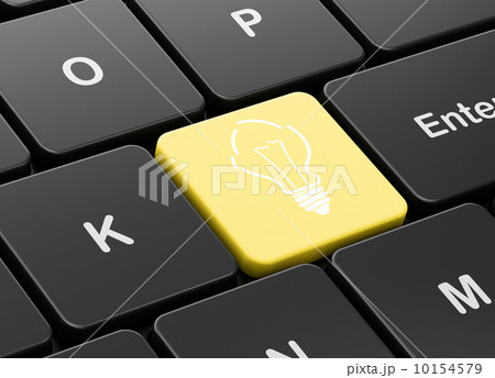 Business concept: Light Bulb on computer keyboard background 10154579