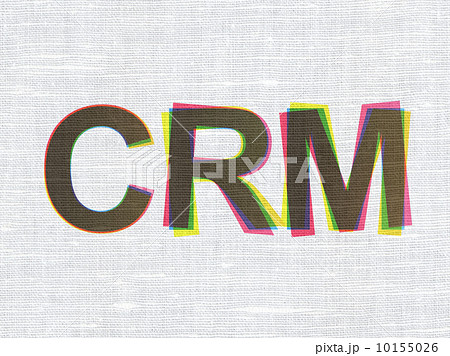 Finance concept: CRM on fabric texture background Finance concept: CRM on fabric texture background 10155026