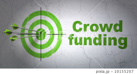 Finance concept: target and Crowd Funding on wall background Finance concept: target and Crowd Funding on wall background 10155207