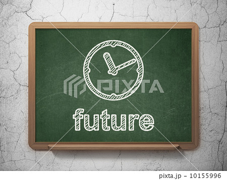 Time concept: Clock and Future on chalkboard background 10155996