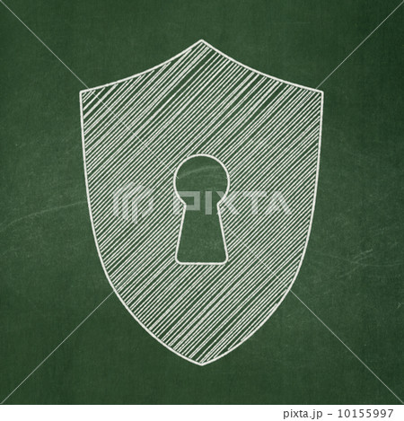 Security concept: Shield With Keyhole on chalkboard background 10155997