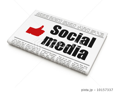 Social media concept: newspaper with Social Media and Thumb Up 10157337