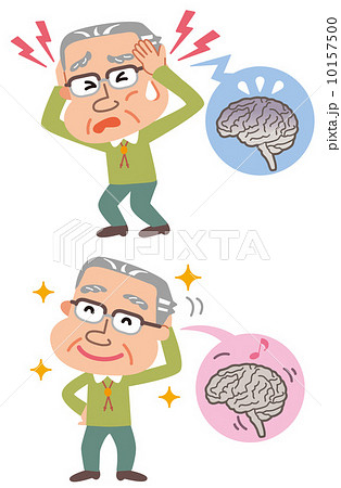 脳の病気 発作 治癒 高齢者 イラストのイラスト素材