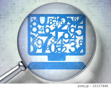 Education concept: Computer Pc with optical glass on digital background 10157886