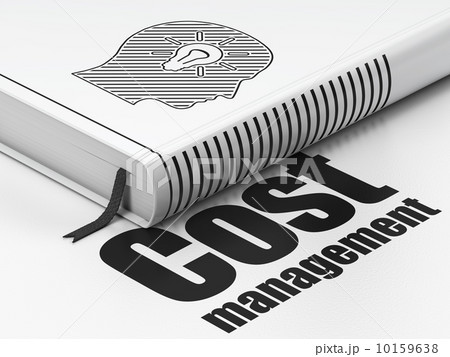 Finance concept: book Head With Light Bulb, Cost Management on white background 10159638