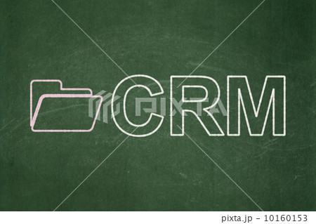 Finance concept: Folder and CRM on chalkboard background 10160153