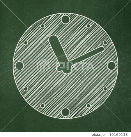 Time concept: Clock on chalkboard background 10160158
