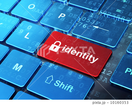 Security concept: Closed Padlock and Identity on keyboard 10160353