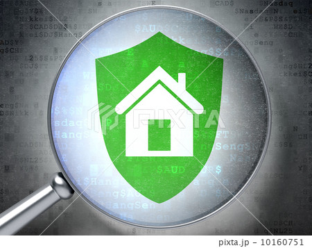 Finance concept: Shield with optical glass on digital background 10160751