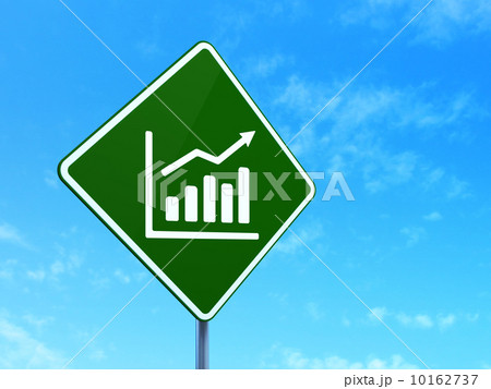 Finance concept: Growth Graph on road sign background 10162737