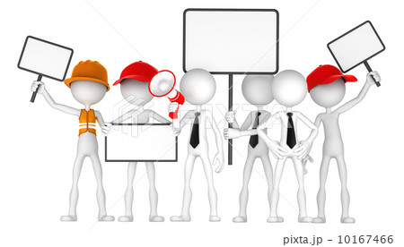 Demonstration. Street protestors with flags and banners 10167466
