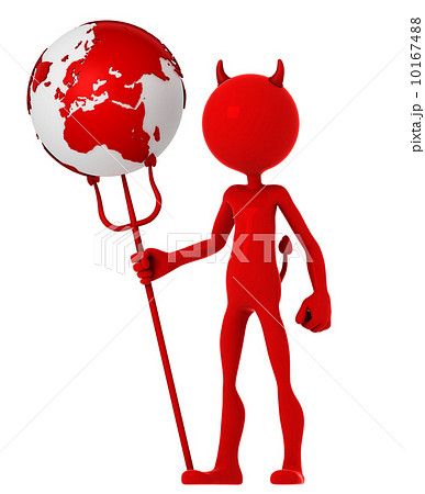 Devil hold earth globe. 10167488