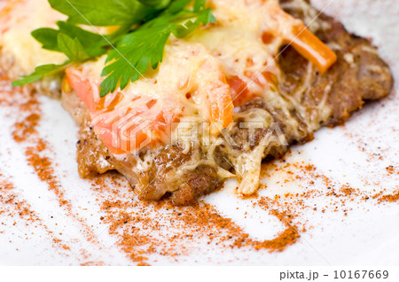 beefsteak with cheese, macro 10167669