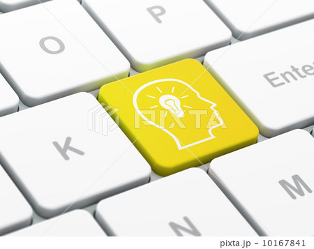 Data concept: Head With Lightbulb on keyboard background Data concept: Head With Lightbulb on keyboard background 10167841