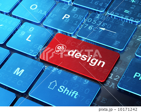 Marketing concept: Head With Gears and Design on keyboard 10171242