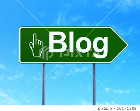 Web design concept: Blog and Mouse Cursor on road sign 10171588