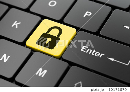 Information concept: Closed Padlock on keyboard background 10171870