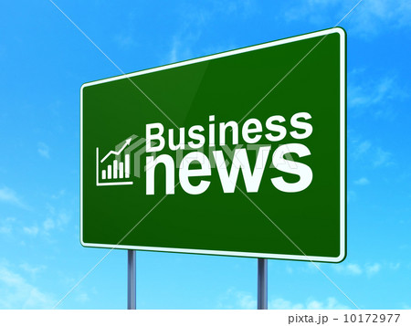 News concept: Business News and Growth Graph on road sign 10172977