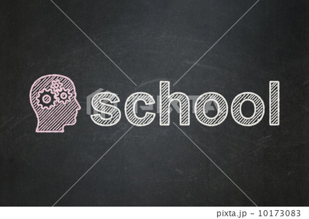Education concept: Head With Gears and School on chalkboard Education concept: Head With Gears and School on chalkboard 10173083