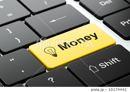 Business concept: Light Bulb and Money on keyboard background Business concept: Light Bulb and Money on keyboard background 10174442