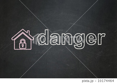 Protection concept: Home and Danger on chalkboard background 10174464