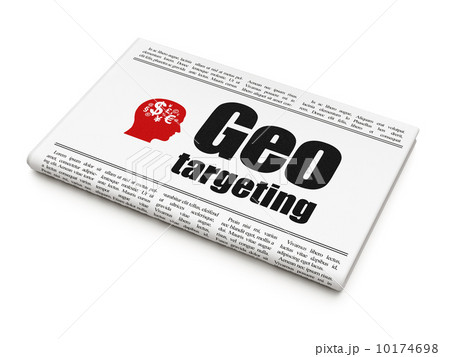 Finance concept: newspaper with Geo Targeting and Head With Finance Symbol 10174698