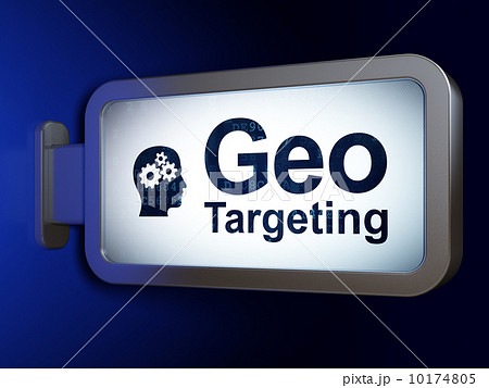 Business concept: Geo Targeting and Head With Gears on billboard background Business concept: Geo Targeting and Head With Gears on billboard background 10174805
