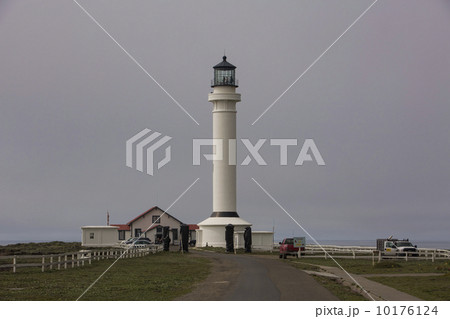 Point Arena historic lighthouse evening fog mist  10176124