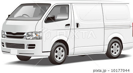 商用車イラスト ワンボックス営業車 パネルバン イラスト カラーリングベース 保冷車 10177044