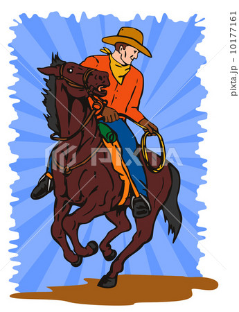 Cowboy on Horse with Lasso 10177161