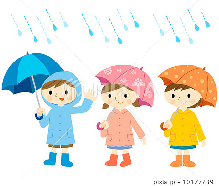傘をさす子供のイラスト素材