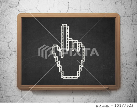 Social network concept: Mouse Cursor on chalkboard background Social network concept: Mouse Cursor on chalkboard background 10177922