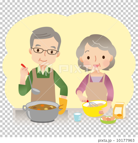 料理をする夫婦　高齢者 10177963