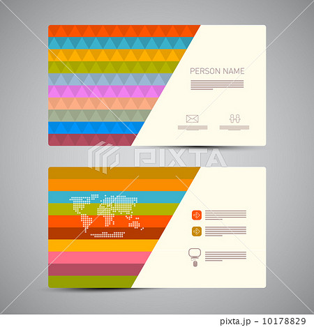 Retro Paper Business Card Template with Colorful Triangles Retro Paper Business Card Template with Colorful Triangles 10178829