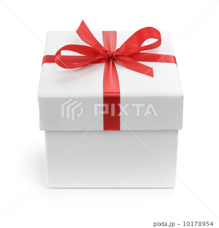 white gift paper box with red ribbon bow white gift paper box with red ribbon bow 10178954
