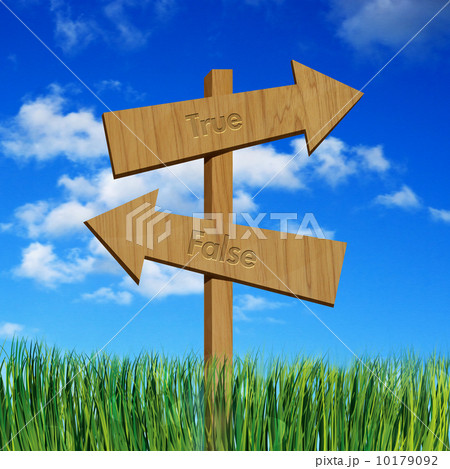 True and false on wooden signboard 10179092