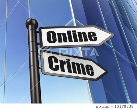 Protection concept: sign Online Crime on Building background 10179339