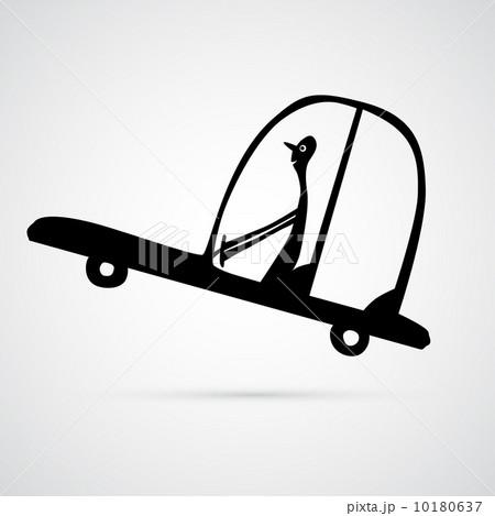 Vector Man Driving Car Illustration, Silhouette 10180637