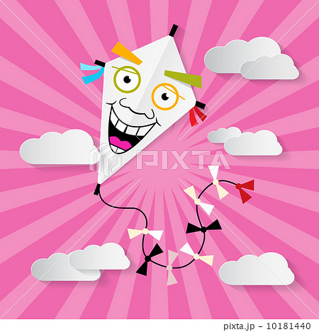Paper Kite on Sky with Clouds - Vector Illustration 10181440