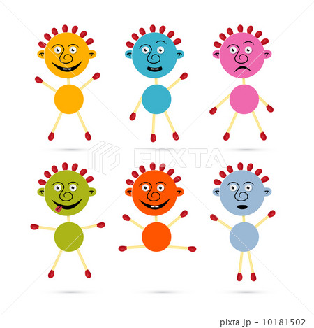 Men Icons Made from Colorful Paper and Safety Matches Set with Smiley Face Men Icons Made from Colorful Paper and Safety Matches Set with Smiley Face 10181502