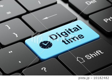 Time concept: Clock and Digital Time on keyboard background 10182482