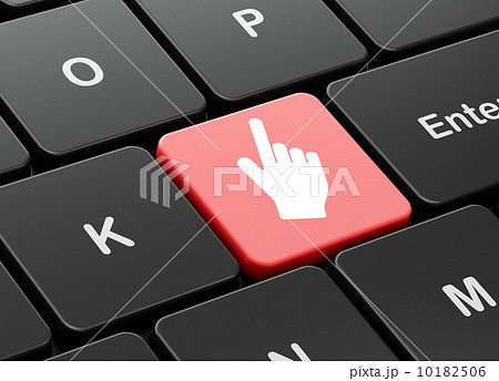 Social network concept: Mouse Cursor on keyboard background 10182506