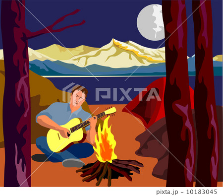 Man Camping Playing Guitar 10183045