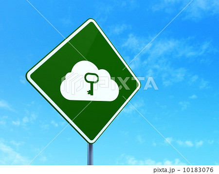 Cloud computing concept: Cloud With Key on road sign background 10183076