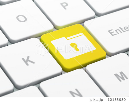 Finance concept: Folder With Keyhole on keyboard background 10183080