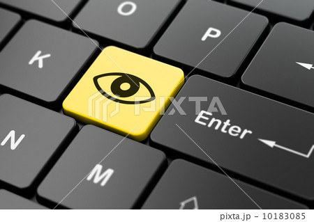 Safety concept: Eye on computer keyboard background 10183085