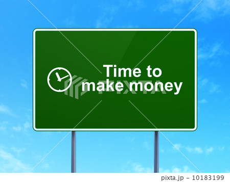 Time concept: Time to Make money and Clock on road sign 10183199