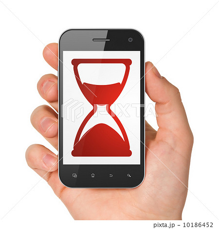 Time concept: Hourglass on smartphone 10186452