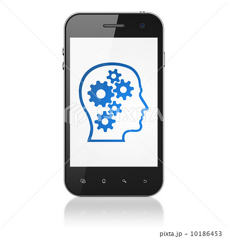 Information concept: Head With Gears on smartphone 10186453